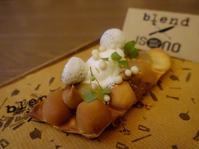 Waffle with Parsley Root, Miso, Yoghurt, White Chocolate & Bergamot